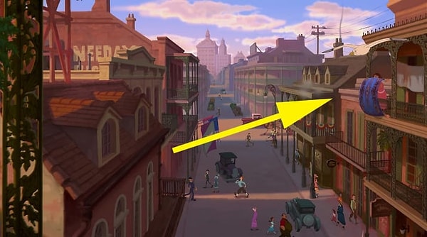 2. В одной из сцен "Принцессы и лягушки" можно заметить ковер из Алладина