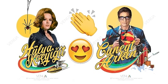 Yeşilçam Yıldızlarını Süper Kahraman Olarak Resmeden Çağla ve Venüs'ün Şahane Çizimleri