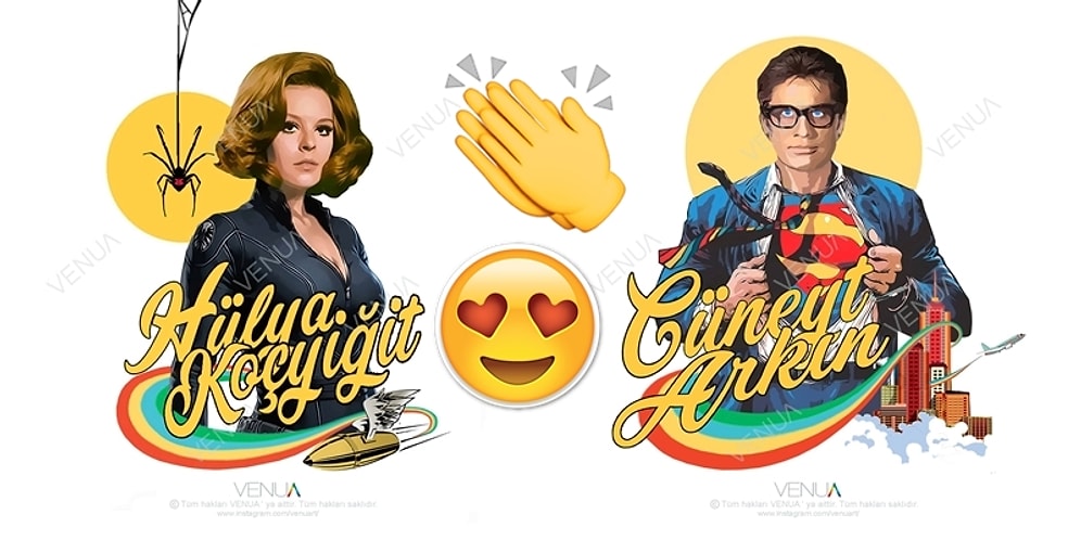 Yeşilçam Yıldızlarını Süper Kahraman Olarak Resmeden Çağla ve Venüs'ün Şahane Çizimleri