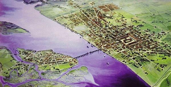 6. Londinium'u (diğer adıyla Londra) M.S. 43 yılında Romalılar kurdu. Şehrin Thames Nehri üzerinden geçen ilk köprüsünü burada görebiliyorsunuz.