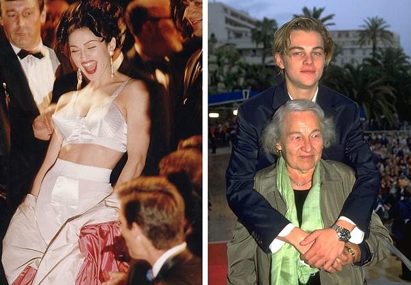 21. Sol: Madonna "In Bed With Madonna" adlı filmi için galada. Sağ: Leonardo DiCaprio ve büyük annesi "Kansas City" adlı filmin galasında kırmızı halı üzerinde.