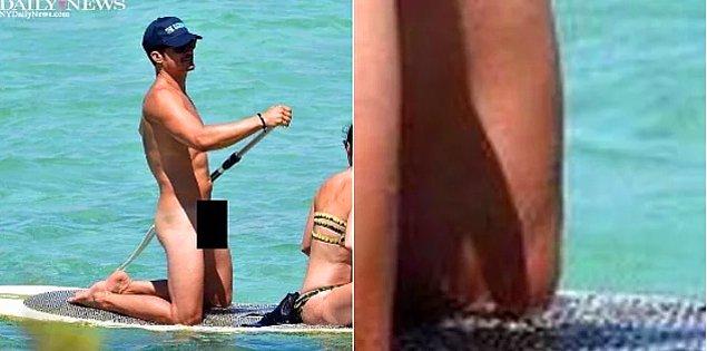 1. Orlando Bloom'un o dönemki sevgilisi Katy Perry ile birlikte çıktığı Sardinya tatilinde, çırılçıplak su yogası yaparken görüntülenmesi sosyal medyayı birbirine katmıştı.