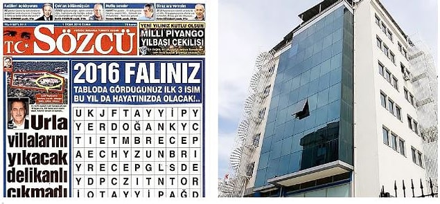Soruşturmaya konu olan bir diğer haber ise Sözcü'nün 1 Ocak 2016 günü manşetten yayımlanan "2016 falınız" başlıklı haberi