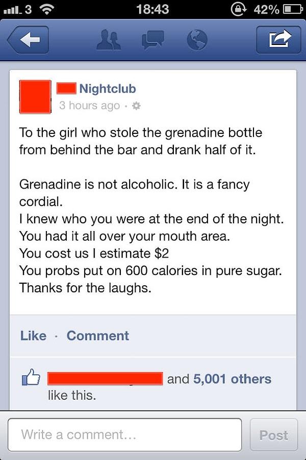 11. Barın arkasından bir şişe Grenadine çalan ve yarısını içen kıza...