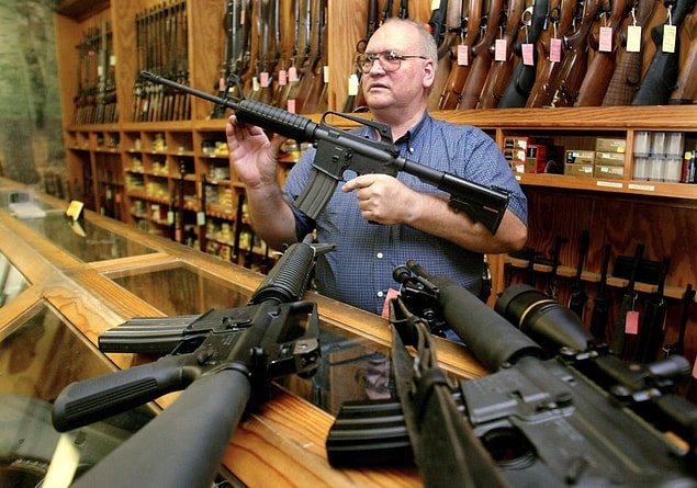 13. Gun shops you can find anywhere and go in to buy any type of weapons you want.