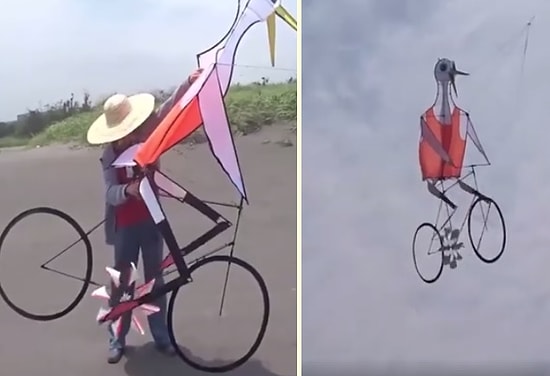 Aşırı Yaratıcı Uçurtma Tasarımları: Bisiklet Binen Canlılar