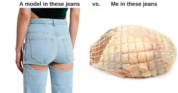 6. При покупке таких джинсов стоит учитывать ваш тип фигуры. А то ваша пятая точка может выглядеть как вот эта курочка в сетке. 😂