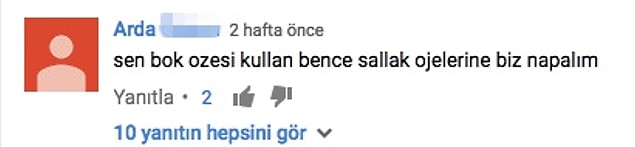 Ve yine videonun altında bulunan acımasız yorumlardan bazıları: