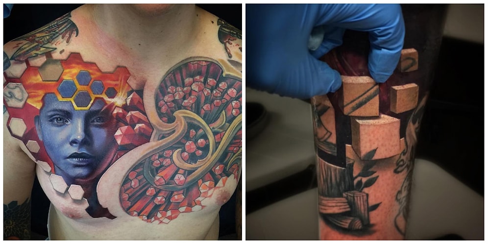 15 невероятных татуировок с оптическими иллюзиями, способных вскружить вам голову