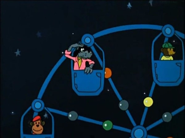 12. Места действий в каждой серии весьма знакомы каждому советскому гражданину. Вот Волк с Зайцем развлекаются в Луна-парке: