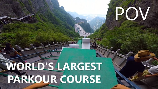 Экстремальный горный паркур-спуск от первого лица