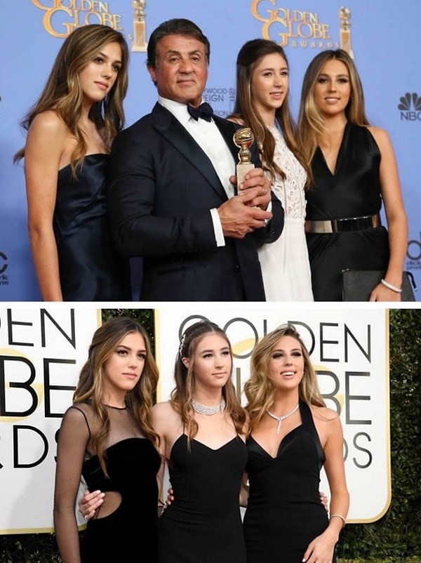 14. Сильвестр Сталлоне и его дочки: Систин Роуз Сталлоне, Скарлет Роуз Сталлоне, София Роуз Сталлоне