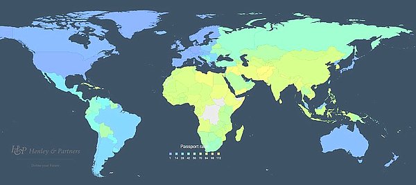 Biraz karşılaştırma yapmak gerekirse, İngiliz pasaportu ile 173 ülkeye vizesiz gidilebiliyor. Almanya, en güçlü pasaporta sahip. 176 ülkeye vizesiz gidilebiliyor.