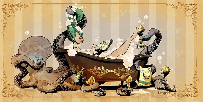 Иллюстратор Disney рисует забавные комиксы о викторианской красотке и ее осьминоге