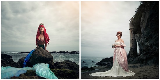 При помощи дочек и их мам фотограф решил показать, как бы выглядели принцессы Диснея, став королевами