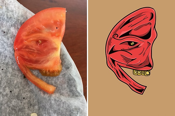 3. "Я спелый. С гнилыми зубами. О второй половине все вообще забыли. Лицо в форме полумесяца я приобрёл только недавно. Но без паники, по всем законам ботаники семена прорастут. Ещё больше томатов, чтобы вас напугать. Но я не такой как все, я особенный, и вы уж точно не найдёте меня в бутылке кетчупа "Heinz".