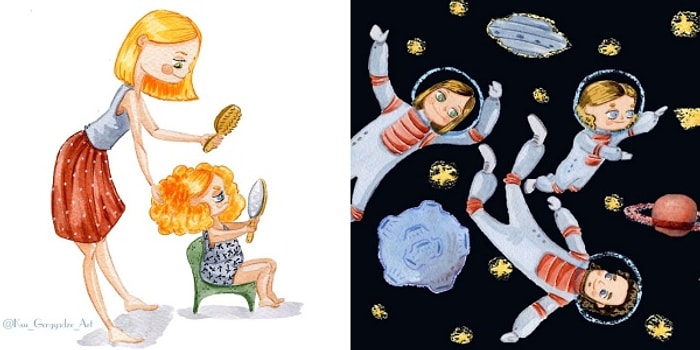 Küçük Kızından Aldığı İlhamla Döktüren Sanatkar Anneden 13 İllüstrasyon