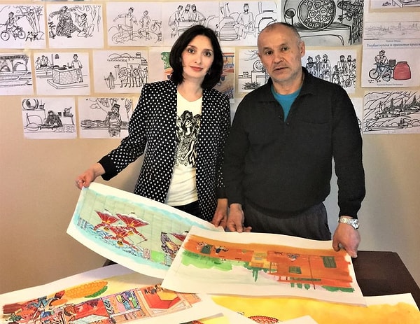 А вот и сами авторы: писательница Марина Абрамс и художник Фаррух Негматзаде