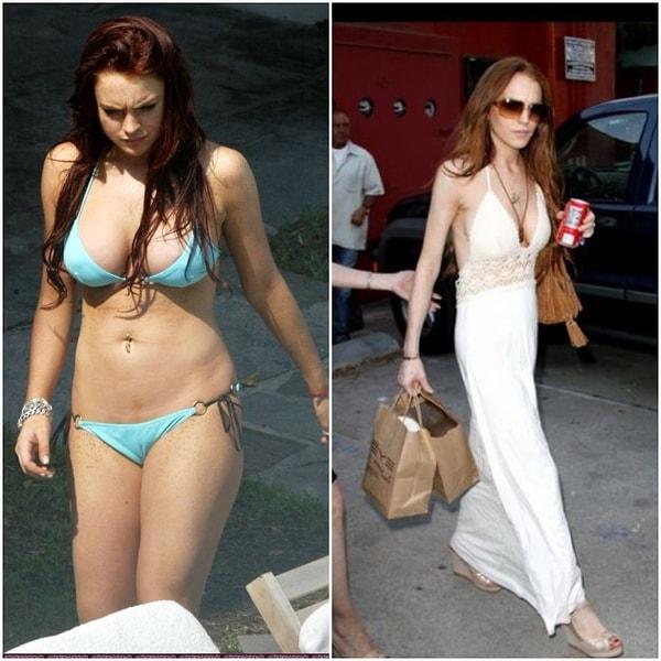 14. Lindsay Lohan ise bir dönem hem hareketli hayatı hem de bağımlılıkları nedeniyle tanınmayacak kadar zayıfladı.