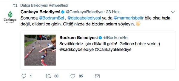 Başkent Ankara'dan "dikkatlice gidin" uyarısı geldi, Datça Belediyesi de bu uyarıyı retweet etti...