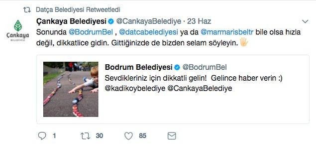 Başkent Ankara'dan "dikkatlice gidin" uyarısı geldi, Datça Belediyesi de bu uyarıyı retweet etti...