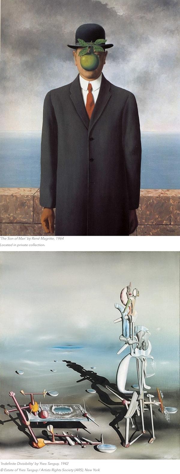 Gerçek ile fantezi arasındaki bu çekim Rene Magritte ve Yves Tanguy çalışmalarında da belirgindir.
