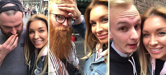 Rastgele Erkeklerin Suratlarına Makyaj Malzemesi Süren Kadın