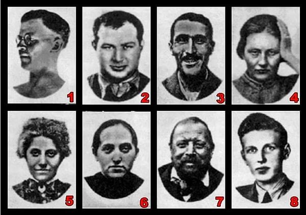 6. Önemli bir soruya geldik. Şimdi bu 8 kişinin fotoğrafına bak ve görüntüsünden tiksindiğin veya korktuğun için karanlıkta karşılaşmak istemediğin bir tipi seç.