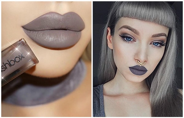 1. Не хватало, видимо, многим дамам серого цвета волос, так они ещё и начали красить губы в этот унылый цвет...