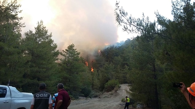 Kaş'ta dün saat 14.30'da başlayan orman yangını 25-30 hektarlık alanda etkili oldu...