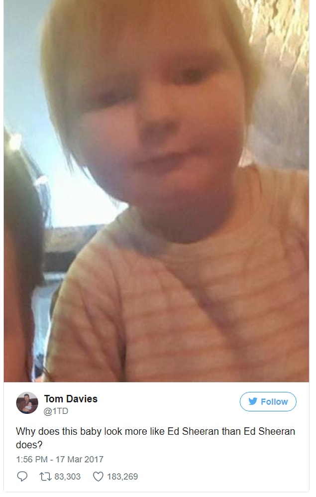 4. Ed Sheeran'a Ed Sheeran'dan daha çok benzeyen bebek.