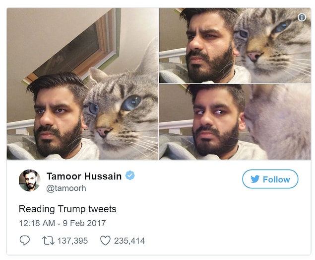 13. Trump'ın tweetlerini okurken biz!