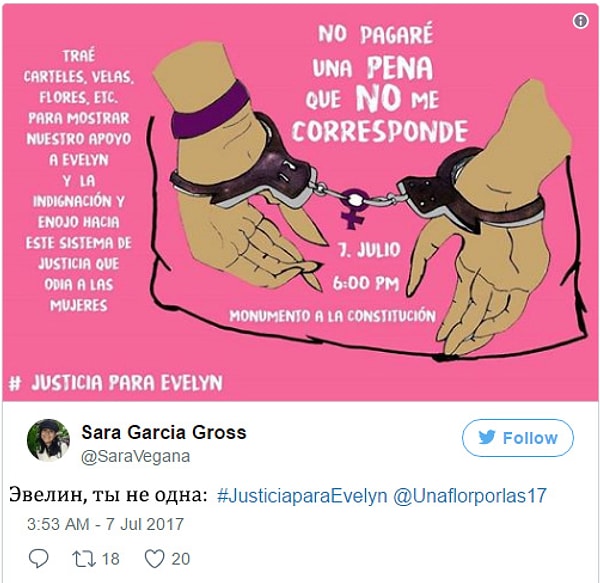 6. Был создан хэштег #JusticiaParaEvelyn – Справедливость для Эвелин – чтобы организовать протесты и собрания в поддержку девушки.