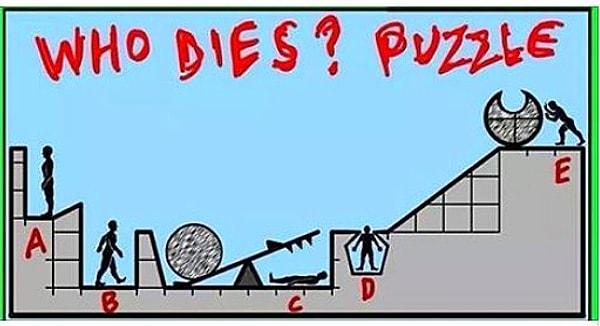 3. Sırada görsel zekanı test eden bir soru var. Sence bu puzzle'da kimler ölür?