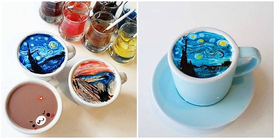 Корейский бариста изображает на кофейной пене работы известных художников