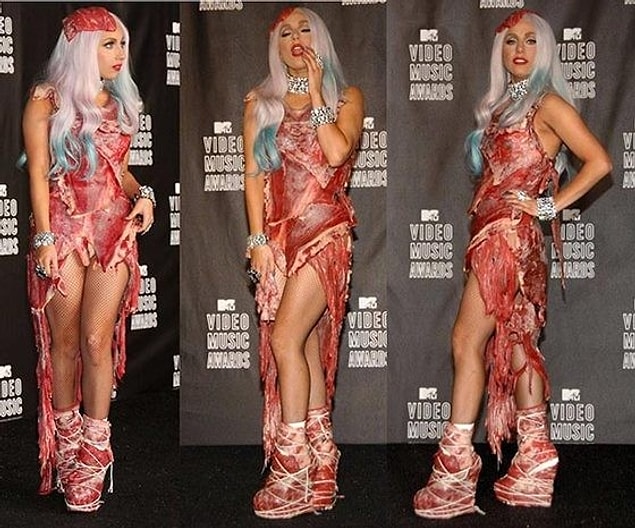 3. Lady Gaga'nın şu meşhur et elbisesi?