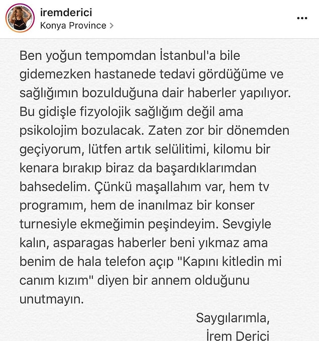 13. Hakkında çıkan 'sağlığı bozuldu, tedavi görüyor' haberlerine sinirlenen İrem Derici en sonunda patladı!