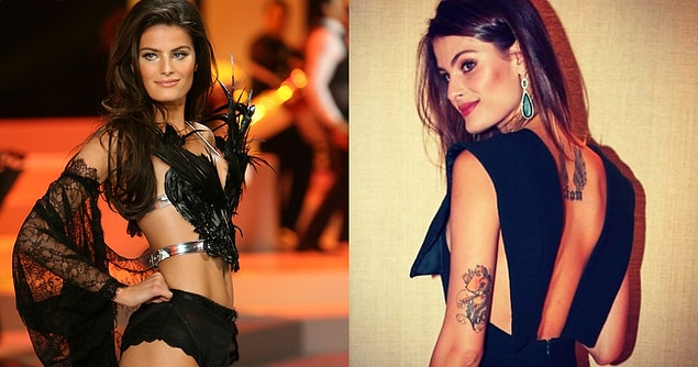 3. Isabeli Fontana, dövmelerinden birini kolunun arkasında, diğerini sırtında taşıyor.