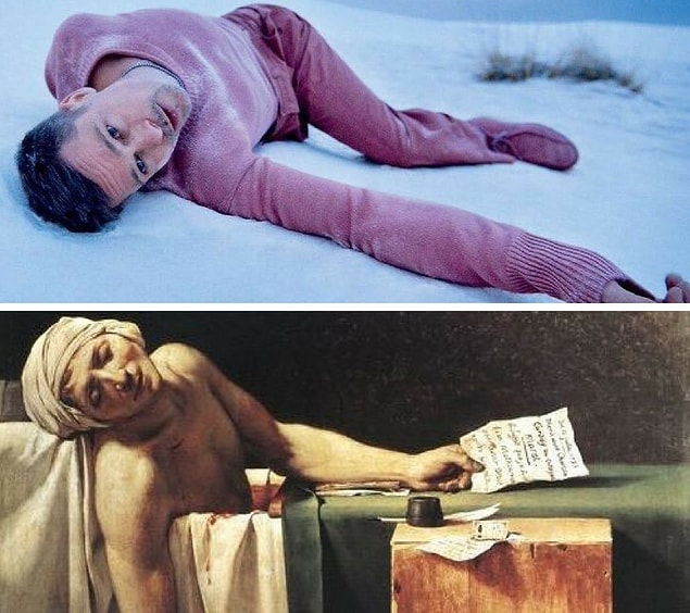 5. Brad Pitt'in GQ çekiminden bir kare - "Marat'ın Ölümü" Jacques-Louis David, 1793