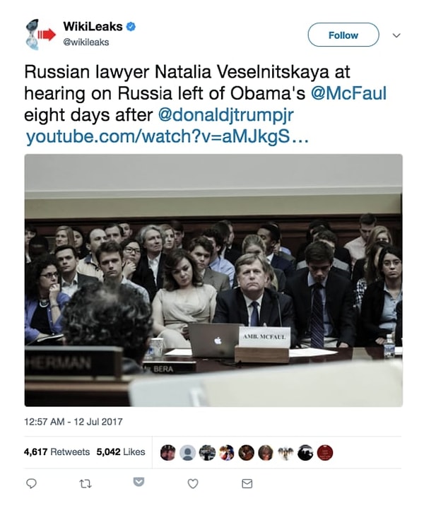 6. Наталья Весельницкая, адвокат, встретившаяся с Трампом-младшим во время кампании 2016 года, на самом деле была представительницей левых, желающей уничтожить будущую администрацию Трампа.