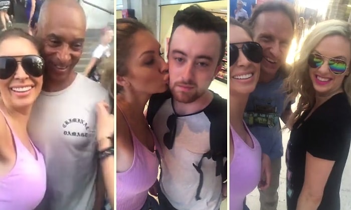 Rastgele Erkeklerin Yanaklarına Buse Konduran Kadınlar