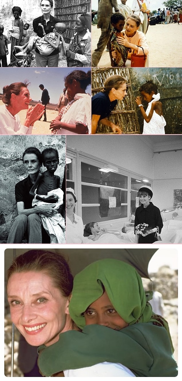 #25 Ve UNICEF elçisi olup kendini insanlara yardıma adayan kendisi güzel, kalbi güzel Audrey Hepburn.
