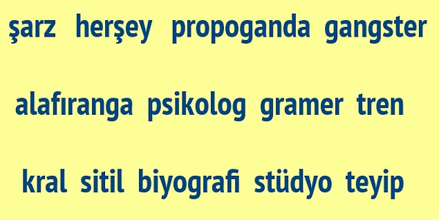 3) Görseldeki kelimelerden kaç tanesinde yazım yanlışı var sence?