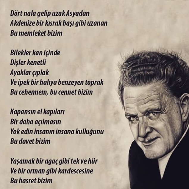 5) Geldik son Türkçe sorusuna! Nazım Hikmet'in ''Davet'' şiirinde kaç tane zamir kullanılmıştır?