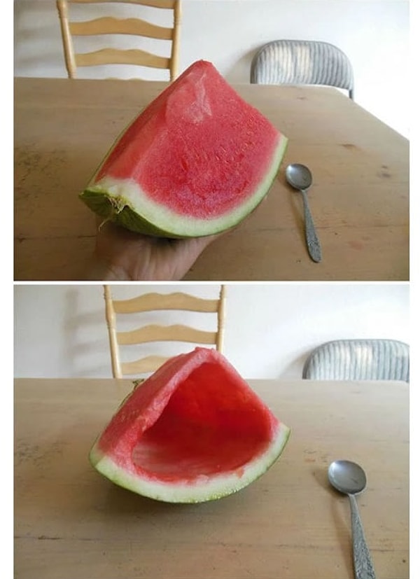 7. "Сегодня было очень жарко, и брат предложил мне арбузика. Даже не знаю сердиться или восхищаться его мастерством"