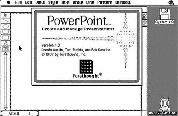 Microsoft sayesinde ilk kez 1987 yılında tanıştığımız sunum hazırlama programı PowerPoint o günlerde böyle görünüyordu.