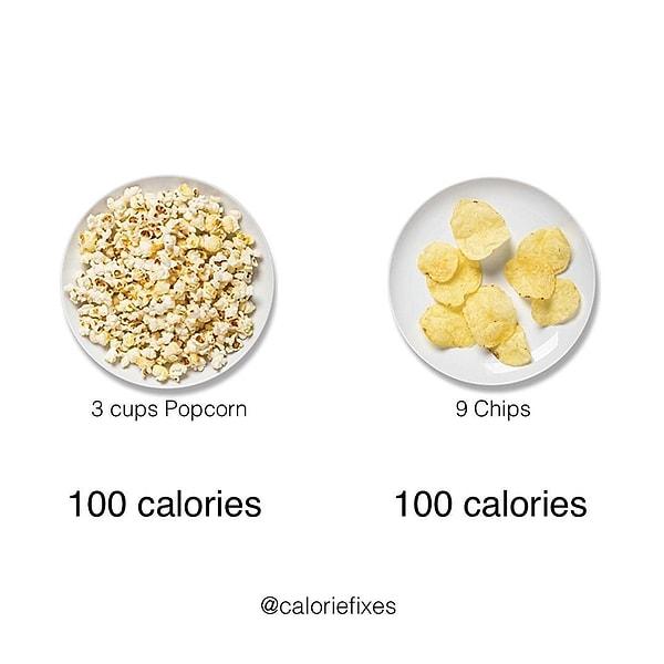 2. 3 kase patlamış mısırın kalori olarak karşılığı 9 adet cips