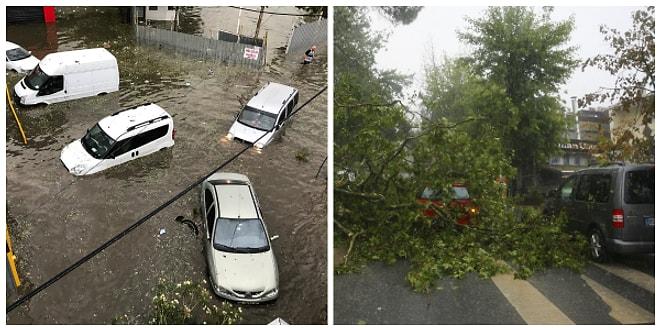 Çatılar Uçtu Araçlar Hasar Gördü! İstanbul Dolu, Yağmur ve Fırtınaya Teslim Oldu