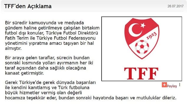 Önergede TFF'nin internet sitesinden yapılan açıklama hatırlatıldı ve Terim'in sözleşmesinin bitimine 16 aylık bir süre kaldığı belirtildi.