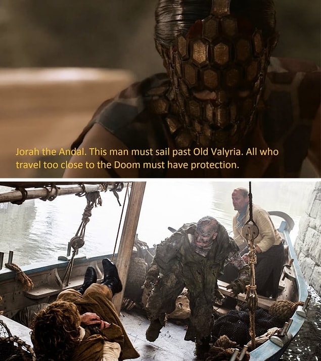 3. 2. Sezonda Quaithe Ser Jorah’ın kaderini söylüyor. O zaman saçma gelmişti ama şu an fazlasıyla anlamlı.